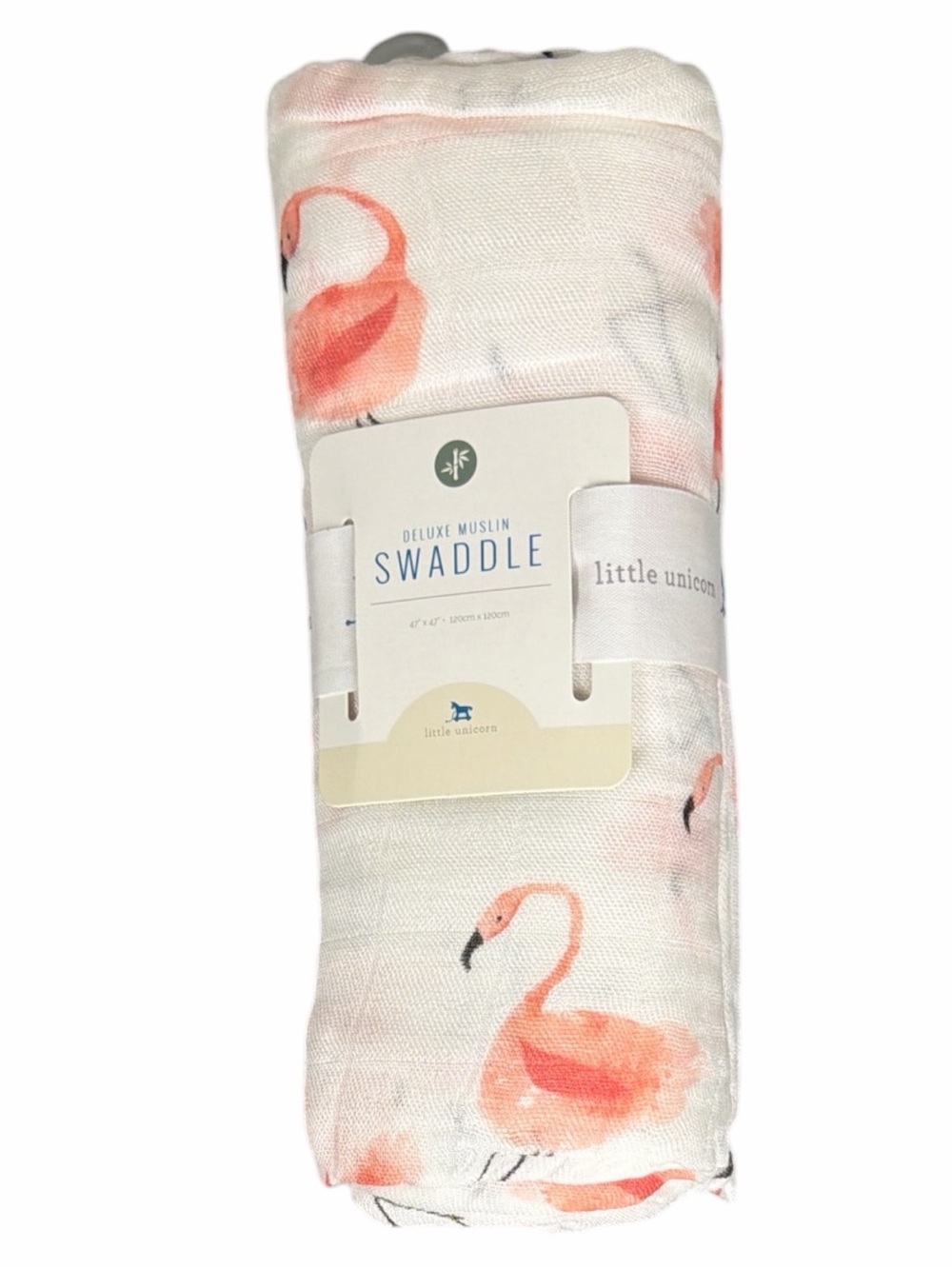 Little Unicorn Deluxe Muslin Swaddle Flamingo Print Bamboo Rayon NWT